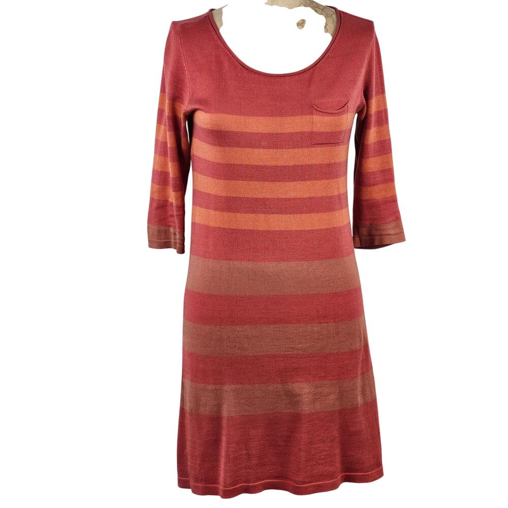 Dress Peruvian Connection striped knit dress Blokes preppy orange coral XS